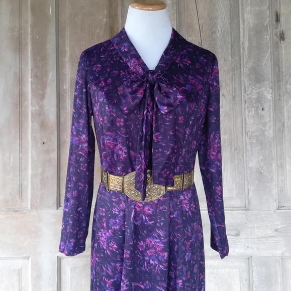 Vintage Purple Bow Tie Dress - Picture 1 of 8